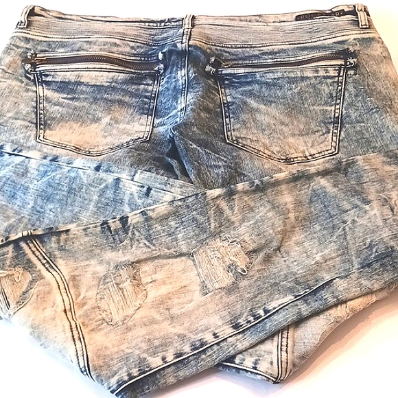 ROCKSTAR Acid Wash Distressed Men's Blue Jeans Size 42 - Picture 3 of 15